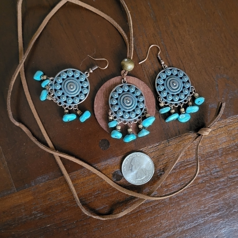 3 PC beaded boho set Earrings, Necklace